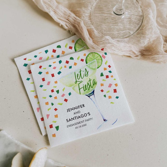 Serviettes en papier pour fête de fiançailles Fies (Let's Fiesta Mexican themed Engagement Party Napkins)