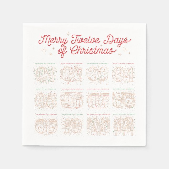 Serviettes en papier pour fête des 12 jours de Noë (Devant)