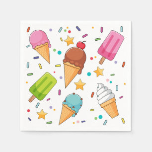 Serviettes en papier pour glace, fête de dessert s