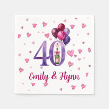 Serviettes en papier pour les 40 ans de mariage Ru