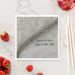 Serviettes en papier pour mariage à fourrure blanc