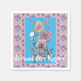 Serviettes en papier pour mariage à motif floral a