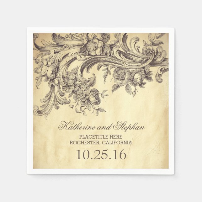 serviettes en papier pour mariage vintage (Devant)