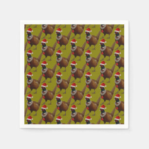 Serviettes en papier pour Noël à motif de faisan