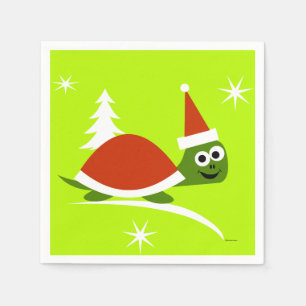 Serviettes en papier pour Noël Santa Turtle