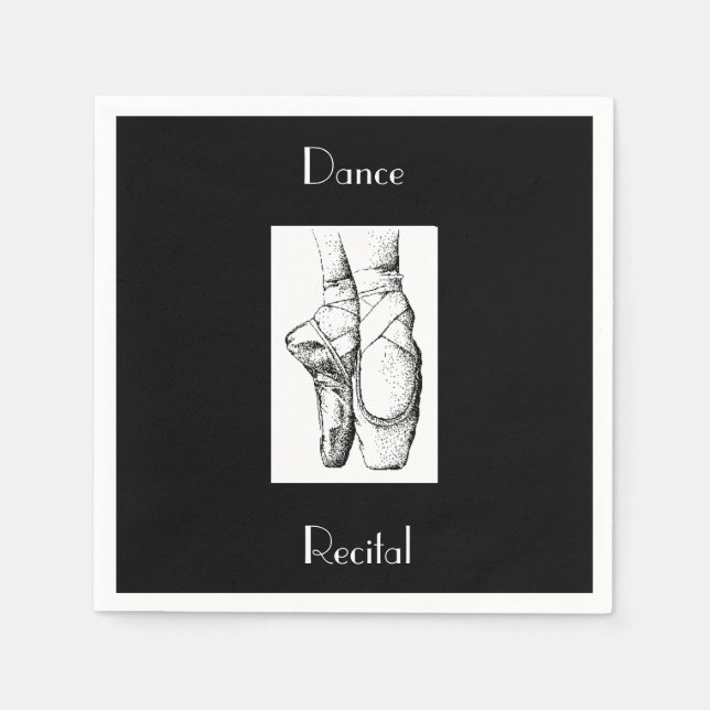 Serviettes en papier pour récital de danse noir et (Devant)