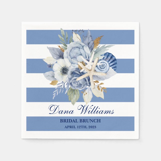 Serviettes en papier pour shower de mariage côtier (Devant)