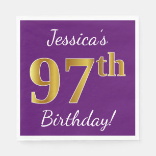Serviettes En Papier Pourpre, anniversaire d'or de Faux