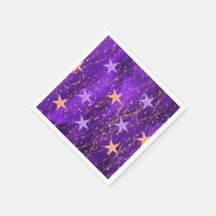 Serviettes En Papier Pourpre de mille et une nuits et étoiles d'or