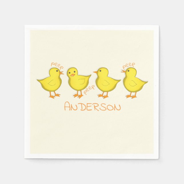 Serviettes En Papier Poussins Papier à Cocktail standard serviettes (Devant)