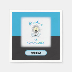 Serviettes En Papier Première communion de petit-fils, tasse bleue