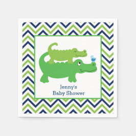 Serviettes En Papier Preppy Alligator Chevron Stripe Napkin