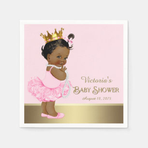 Serviettes En Papier Princess Tutu Pearls Baby shower d'or rose