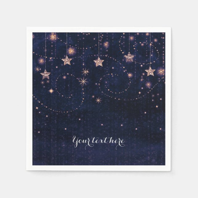 Serviettes En Papier Purple & Gold Starry Celestial Whimsical Party (Devant)