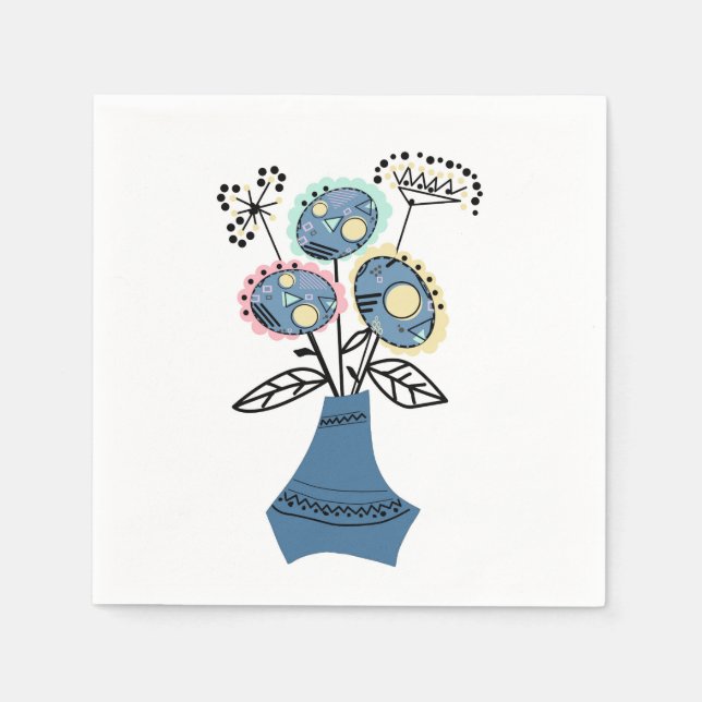 Serviettes En Papier Quilling, fleurs dans le vase (Devant)