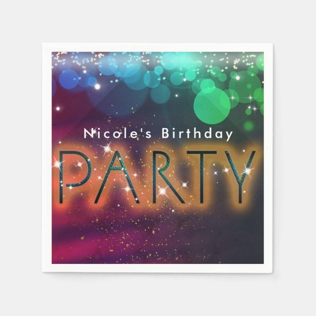 Serviettes En Papier Rainbow Lights SparkDance Club Anniversaire (Devant)