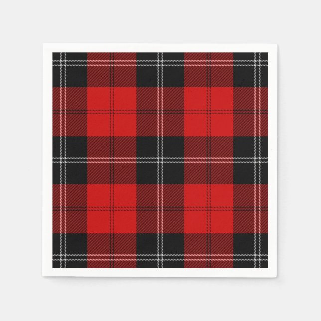 Serviettes En Papier Ramsay tartan rouge noir plaid (Devant)
