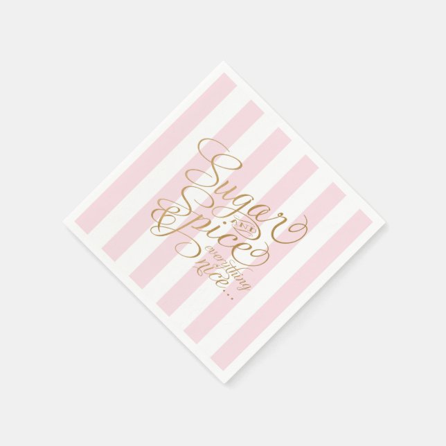 Serviettes en papier rayé rose sucre et épice (Coin)