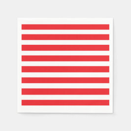 Serviettes en papier rayé rouge et blanc