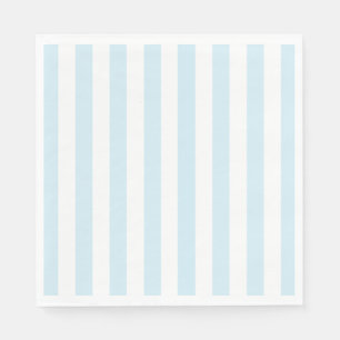 Serviettes en papier rayées bleu bébé et blanc