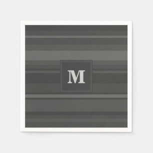 Serviettes En Papier Rayures de charbon de bois de monogramme