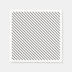 Serviettes En Papier Rayures diagonales - blanc et noir