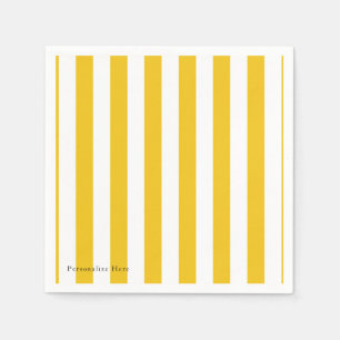 Serviettes En Papier Rayures jaunes et blanches personnalisées rayées m