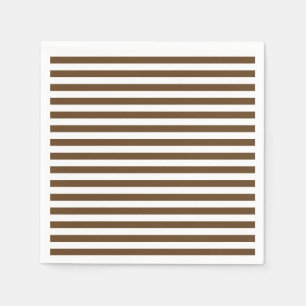Serviettes En Papier Rayures minces - blanches et brun foncé