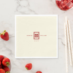 Serviettes En Papier Rectangle classique Double Bonheur Mariage chinois