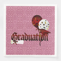 Red Damask Nostalgic Police et ballons Graduation