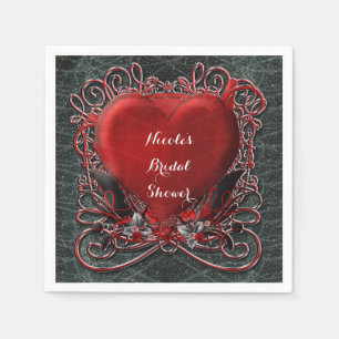 Serviettes En Papier Red Heart & Rose Gothic Valentine Wedding Party