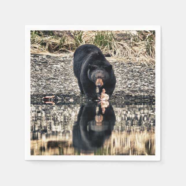Serviettes En Papier Réflexions de l'ours noir (Devant)