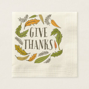 Serviettes En Papier Remerciements Remerciements à Thanksgiving Napkin