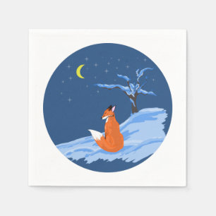 Serviettes En Papier Renard nocturne d'hiver