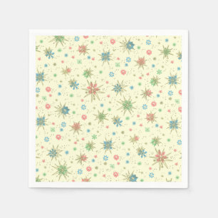 Serviettes En Papier Rétro âge d'espace de hippie Starburst atomique