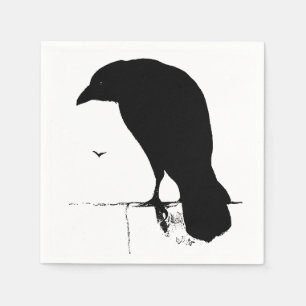 Serviettes En Papier Rétro corneille de Goth Ravens de silhouette