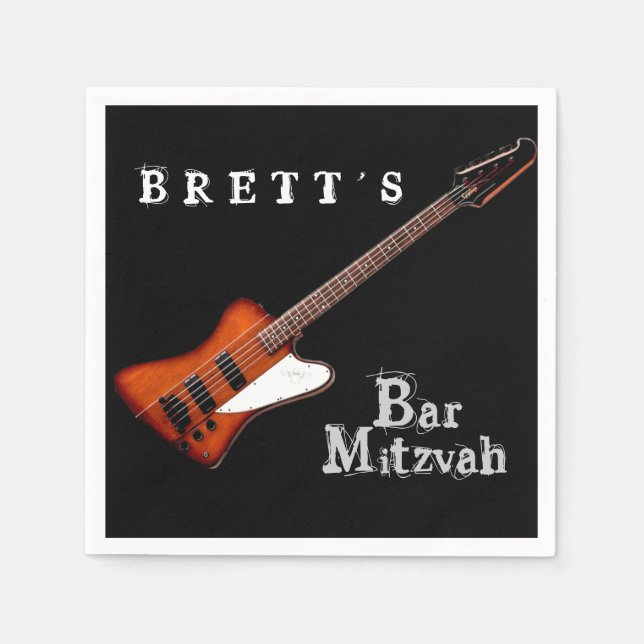 Serviettes En Papier Rock Guitare Bar Mitzvah Napkins (Devant)