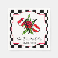 Rockabilly Coeurs et Mariage Rose Napkin