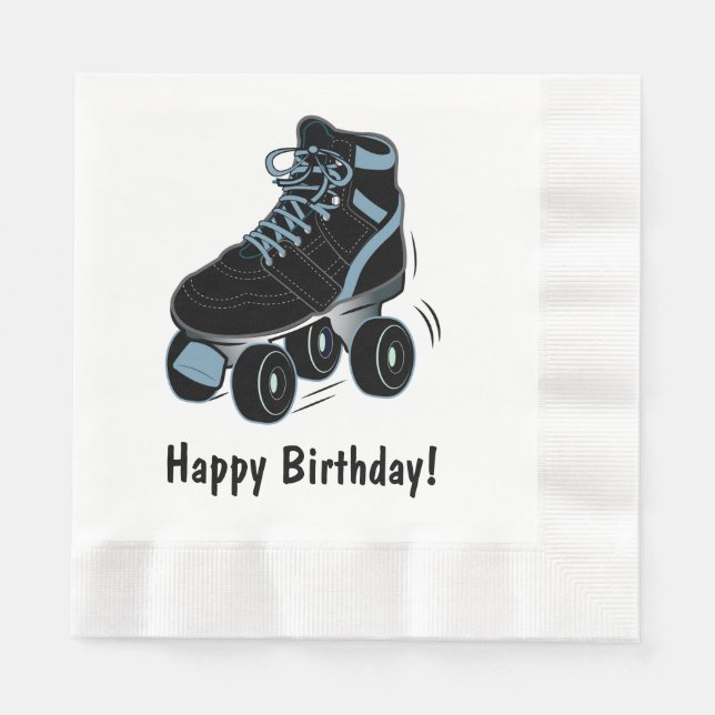 Serviettes En Papier Roller Skate Joyeux Anniversaire (Devant)