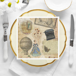 Serviettes en papier romantiques victoriennes vint