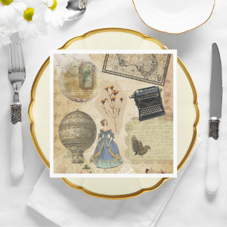 Serviettes en papier romantiques victoriennes vint