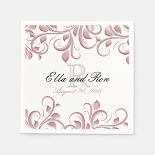 Serviettes En Papier Rose Dusty Monogram Swirl Mariage Modèle Napkin