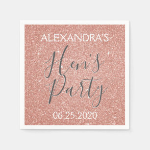 Serviettes En Papier Rose Gold Sparkle Parties scintillant Hen's Party