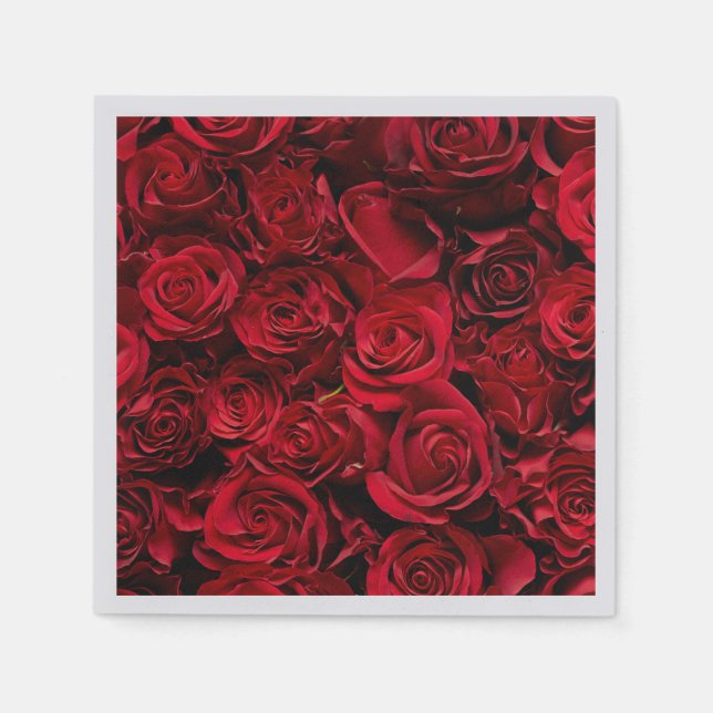 Serviettes en papier rose rouge Jeu de 50+ (Devant)
