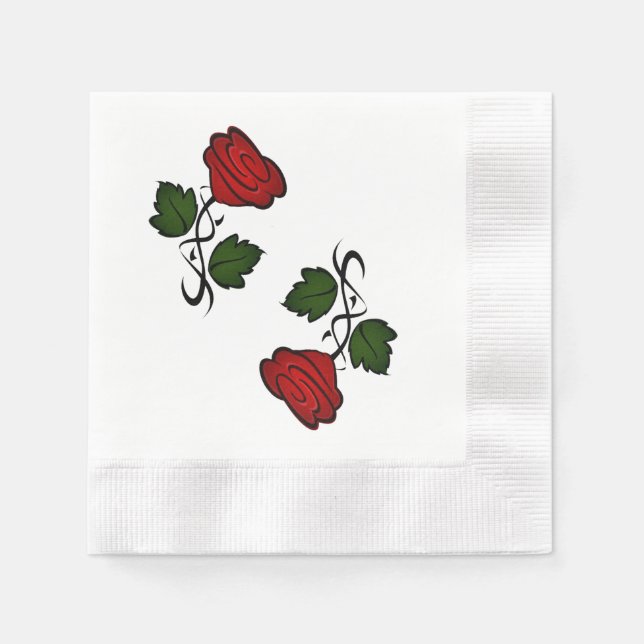 Serviettes En Papier Rose rouge Kiss002 (Devant)