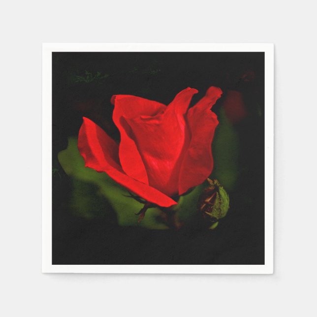 Serviettes En Papier Rose rouge - Passion noire (Devant)