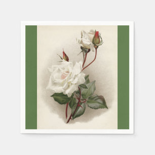Serviettes En Papier Roses blanches victoriennes Livre vert Napkin
