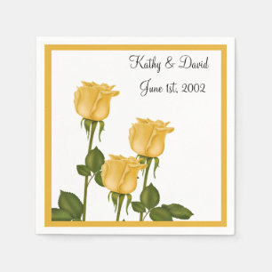 Serviettes En Papier Roses jaunes (Mariage)
