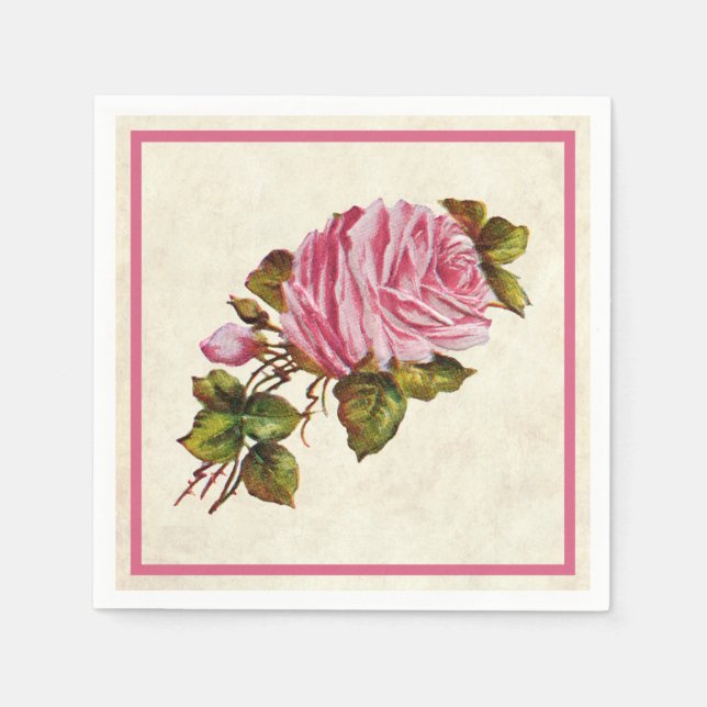Serviettes En Papier Roses roses vintages (Devant)