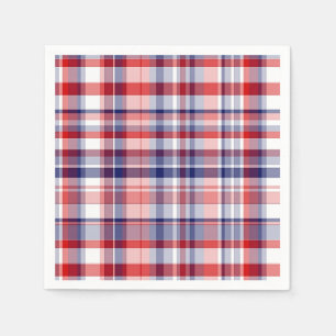 Serviettes En Papier Rouge, Blanc, Bleu Preppy Madras Plaid